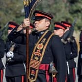 Soldiers from the Duke of Lancaster's Regiment undertake their final inspection parade in Episkopi, Cyprus