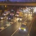 There is queuing traffic and two lanes closed due to an accident on the M6 at Thelwall Viaduct near Warrington this morning (Monday, January 16)
