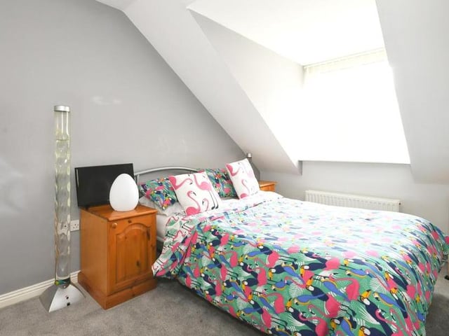 The third bedroom at the £300,000-plus house is more compact than the first two but no less cosy for it. The room sits at the back of the property and has direct access to the main bathroom.
