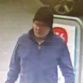 Police want to identify this man pictured after an assault in a shop in Heysham.