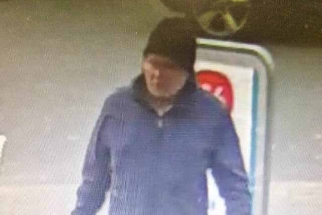 Police want to identify this man pictured after an assault in a shop in Heysham.