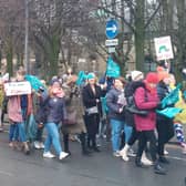 The march around Lancaster taking place as part of the teachers' strike action.