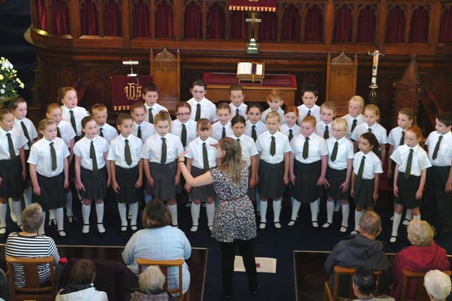Shakespeare Primary School juniors in the choir competition event at Fleetwood Music and Arts Festival, held at Mouth Methodist Church