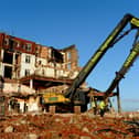 Demolition under way at The Broadway Hotel on Marine Road East, Morecambe.