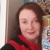 Minne the Minx fan,  Lucy Braithwaite, of First Age Comics, Moor Lane, Lancaster.
