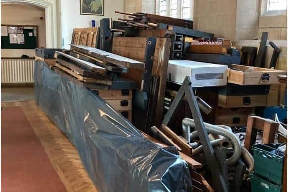 The dismantled organ is being stored in the north aisle of the church until fundraising is complete. Picture from St Barnabas Church in Morecambe.
