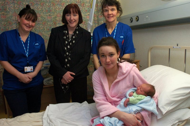 MP for Morecambe and Lunesdale Geraldine Smith meets Julie Anna McCann with her new baby daughter and midwives Sonya Lace and Barbara Camp in the maternity unit at the Royal Lancaster Infirmary during the MP's Christmas visit to the hospital in 2009.