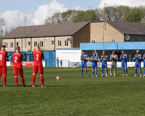 Lancaster City and Bamber Bridge paid tribute to George Melling before kick-off on Monday Picture: Phil Dawson