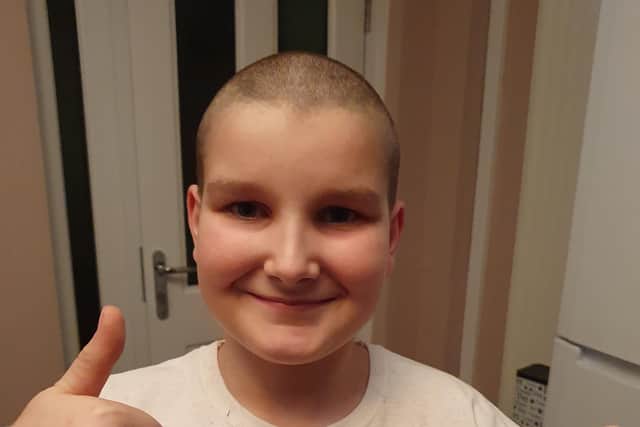 Matt pictured after his first head shave in December 2020.