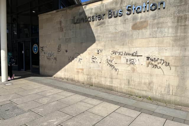 The graffiti at Lancaster Bus Station. Photo by Lancaster Bus Users Group