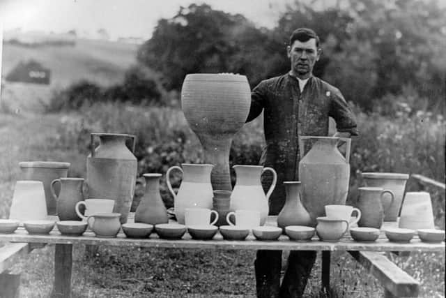 Richard Bateson, the last potter of Black Burton, with some of his wares. 