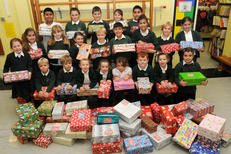 Pupils from Overton St Helen's CE Primary School made up around 100 boxes for the Operation Christmas Child Shoe Box Appeal, which were being sent to children in Kyrgyzstan and Belarus.