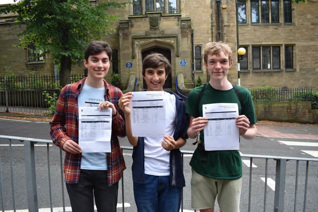 Lancaster Royal Grammar School pupils with their GCSE results.