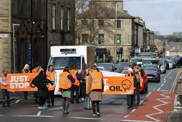 Just Stop Oil protesters in Lancaster on Saturday. Photo: Joshua Brandwood