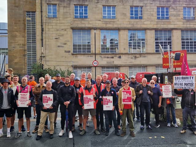 Some of the Royal Mail workers on the picket line in Lancaster.