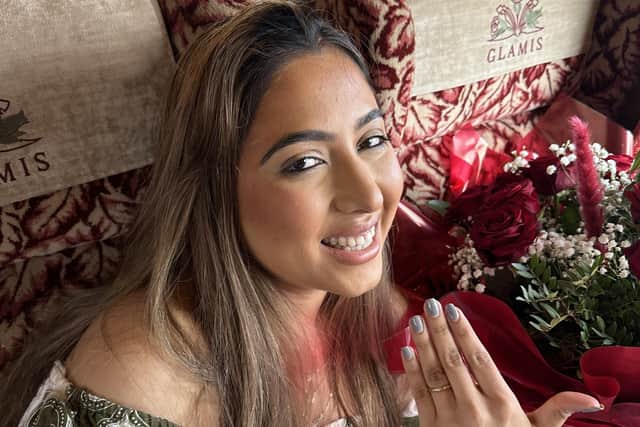 Namrata shows off her ring.