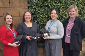 From left: Carolyn Wright, Michaela Stallman, Sian Jackson and Hannah Rutherford with the awards.
