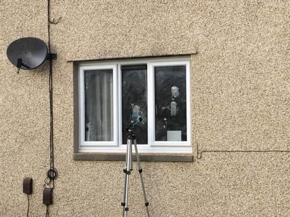 The window which was shot at on Buttermere Avenue in Morecambe.