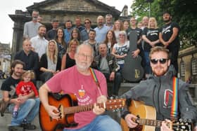 LANCASTER  04-06-18
Musician Chris Price and Tom Robinson, right, with pub landlords and musicians are planning a three-day music festival, Lancaster Live, in venues around Lancaster City Centre.