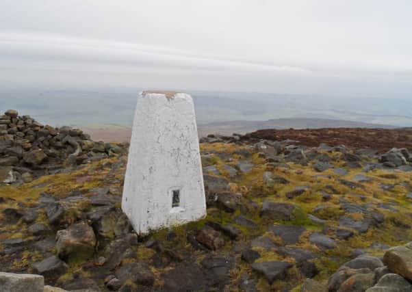 The trig point at the top of Clougha Pike, near Quernmore