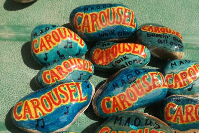 The pebbles painted to promote Morecambe Amateur's next show.