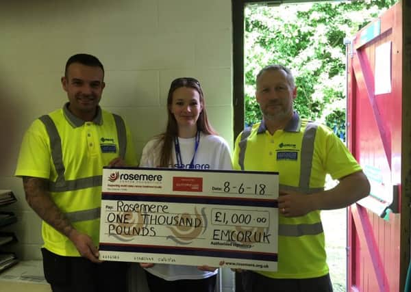 Rosemere Cancer Foundation, have received a Â£1,000 donation from the Lancaster-based depot of property maintenance company EMCORUK, which raised the money by selling scrap metal its engineers had saved/retrieved from jobs they undertook.