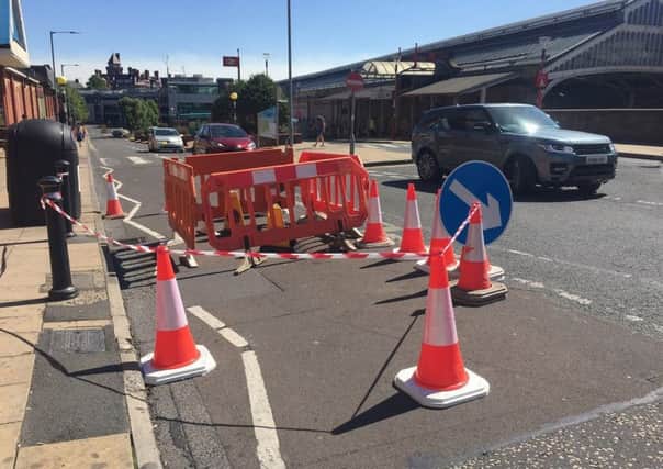 The hole cordoned off in Butler Street - Photo Lancashire County Council