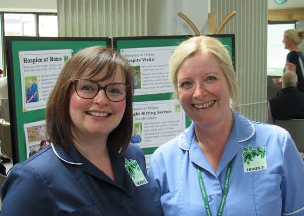 St John's Hospice launch event. Hospice at Home Sister Charlotte Baxendale with Sandra Benson, Hospice at Home Assistant Practitioner.