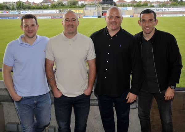 Craig Stanley (right) joined Michael Twiss, Wayne Curtis and Jim Bentley at Morecambes 10th anniversary promotion celebrations last year