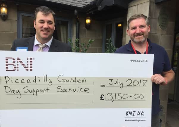 BNI Castle president Simon Drake and Piccadilly Garden charity manager Stephen Neaves.