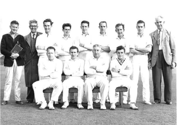 Storeys 2nd XI. Back row, fourth from the left Peter Mills, sixth from the left Jim Cowherd and far right Tommy Bennett. Front row from left: Norman Fisher, Billy Young, George Elner, Billy Clarke.