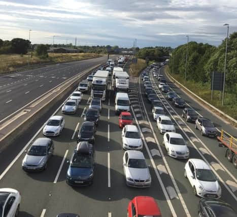 An overturned lorry caused chaos and delays on the M6 at junction 31