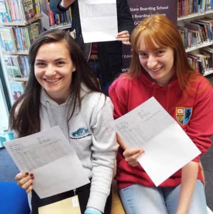 Dallam pupils Ellie Tucker, Ben Broughton and Laura Tuckey celebrate their GCSE results.
