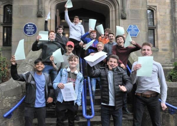 Lancaster Royal Grammar School pupils celebrate their GCSE results.