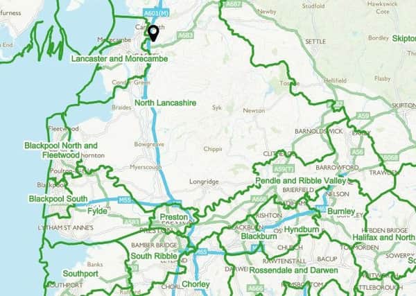 The new proposed parliamentary seats of Lancaster and Morecambe and North Lancashire