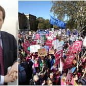 Hundreds of thousands turned out for the Peoples Vote march on Saturday, which was backed by Alistair Campbell, left