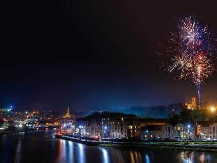Fireworks light up the Lancaster night sky