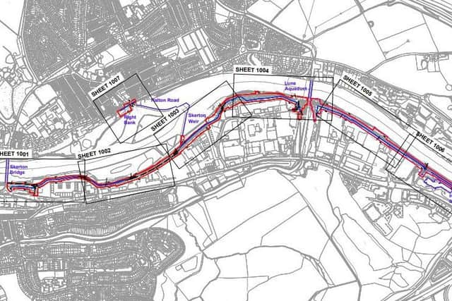 Map of proposed flood defence wall along river Lune