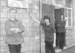 Tom Myall, David Blackwell and Ian Dicken outside the Co-Op when it first opened.