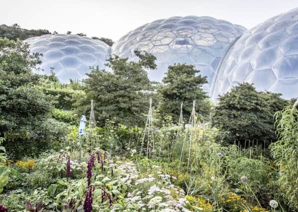 Photo of a view of the biomes at the Eden Project, Cornwall, UK.