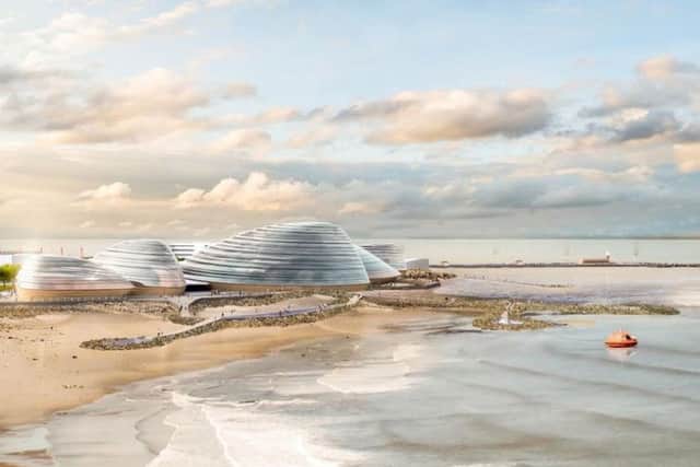 An artists impression of Eden Project North, a proposed new attraction for Morecambe . Credit: Grimshaw Architects