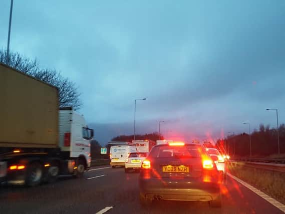 Traffic on the M6 northbound is at a standstill near Charnock Richard Services.