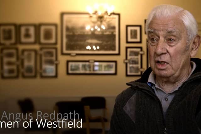 A still from the documentary shows Mr Angus Redpath, a veteran of World War II, talking about coping with disability, his memories of his World War I neighbours, and the role of their wives.