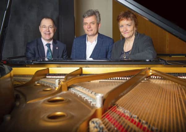 From left:  Vice-Chancellor of Lancaster University, Professor Mark E. Smith; Orchestra Director of the BBC Philharmonic, Simon Webb and Jocelyn Cunningham, the Director of the Universitys Lancaster Arts.