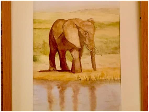 Michael Everitt's watercolour of an elephant inspired by his safari encounter