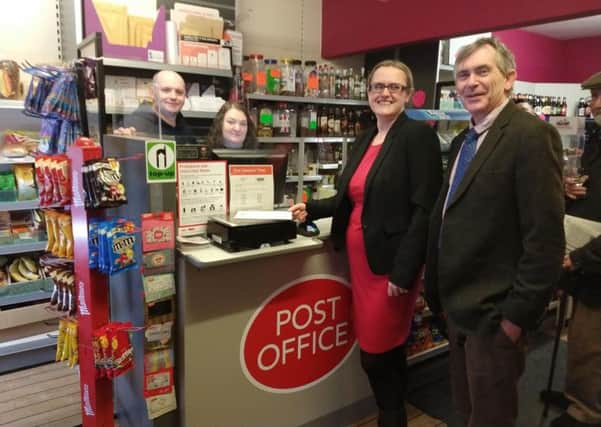 County Coun Lizzie Collinge and mayor Andrew Kay at the official opening of the new Post Officer counter in The Corner Shop at 2 Ullswater Road. Behind the counter are owners Paul Batchelor and partner Helen Jones.