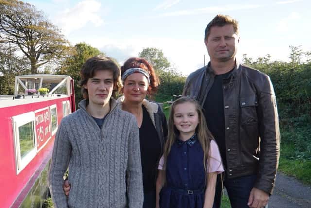 Billy, Jayne and Matilda Walden with George Clarke during filming.
