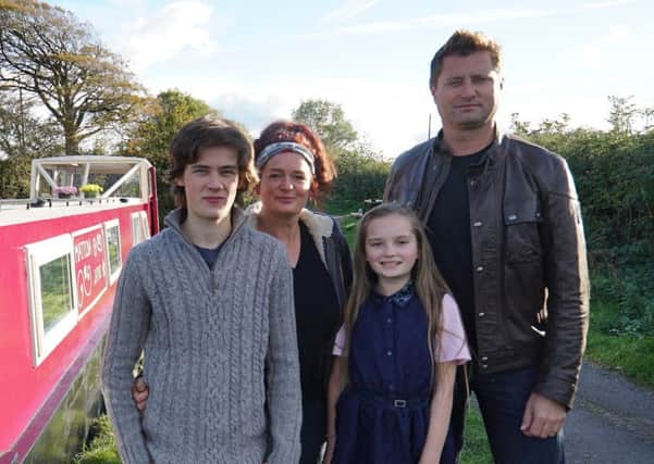 Billy, Jayne and Matilda Walden with George Clarke during filming.