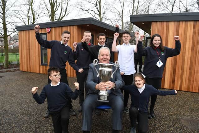 Photo Neil Cross
Ex-rugby player Bill Beaumont and Honorary President of the Wooden Spoon Charity visiting Morecambe Road School to officially open the Garden Rooms