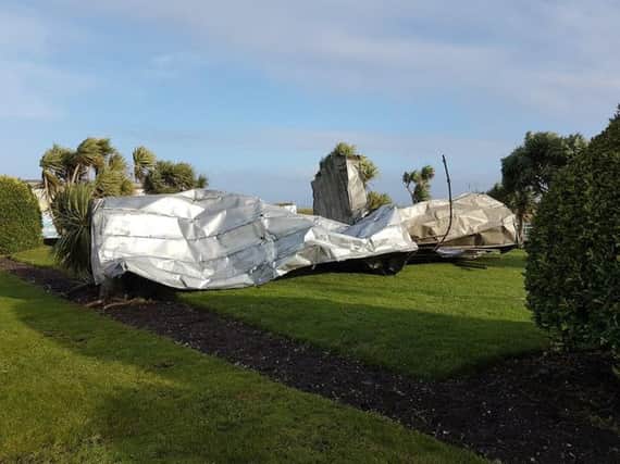 Part of the roof at The Midland Hotel in Morecambe has blown off (Photo: Chris Hinchcliffe)